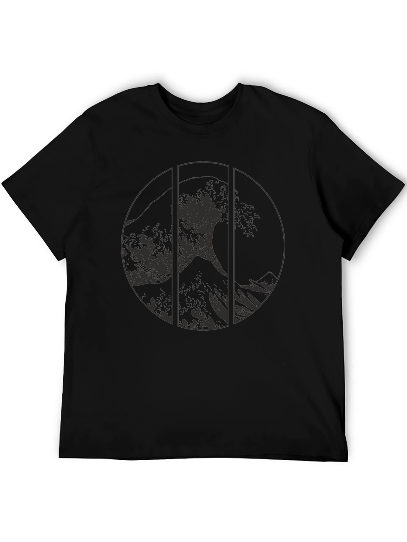 Great Wave Graphic Tee - Black Cotton T-Shirt