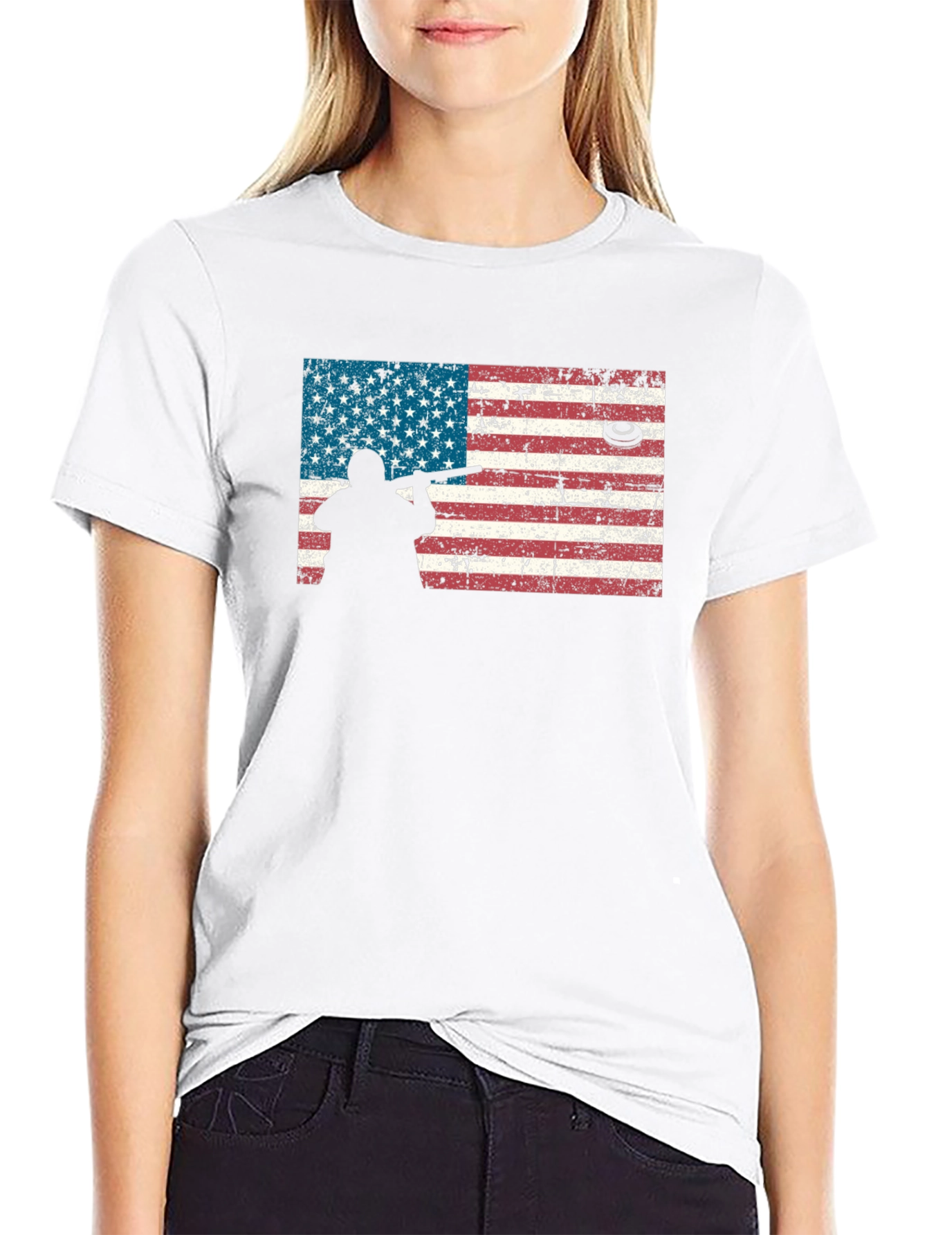 American Flag Skeet Shooting T-Shirt