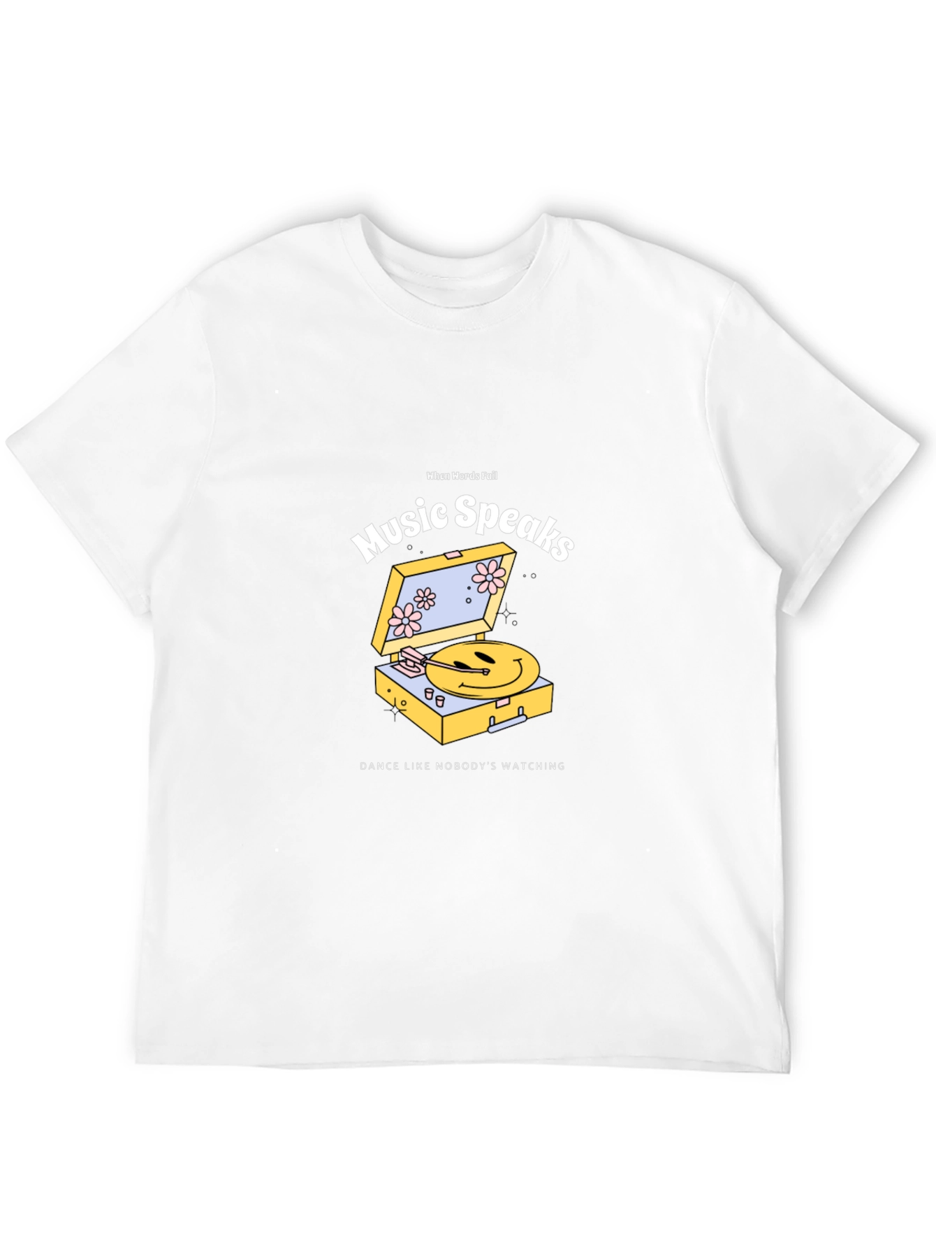 Music Speaks Graphic Tee - Black Cotton T-Shirt