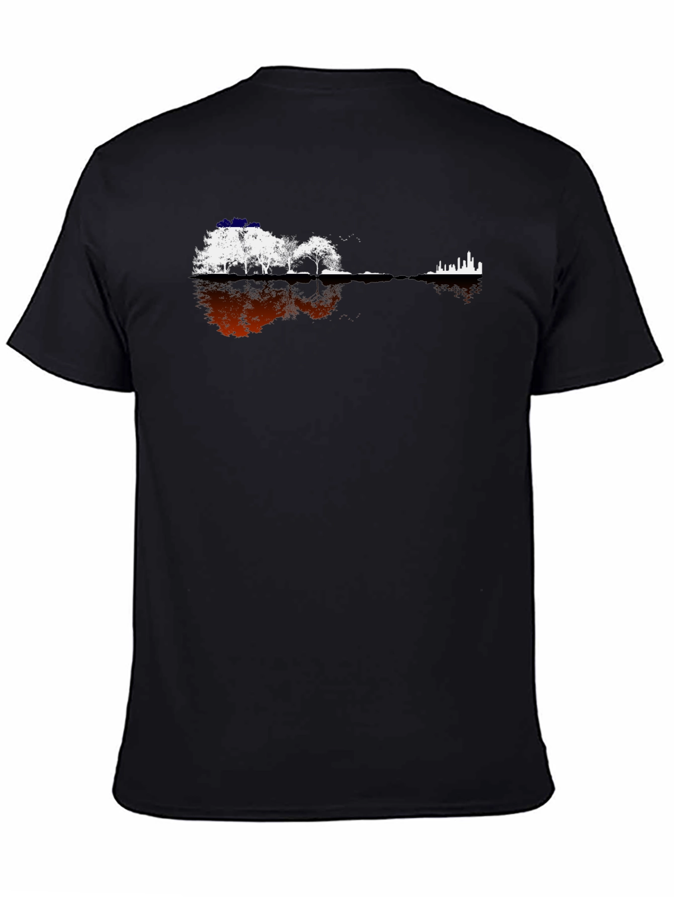 Guitar Landscape Graphic Tee - Black Cotton Blend