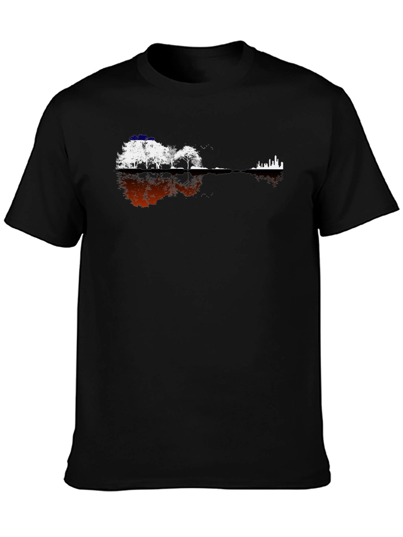 Guitar Landscape Graphic Tee - Black Cotton Blend