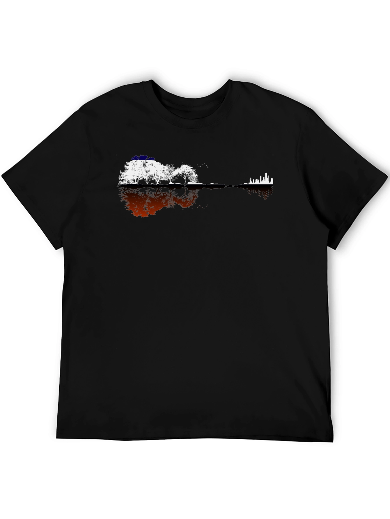Guitar Landscape Graphic Tee - Black Cotton Blend