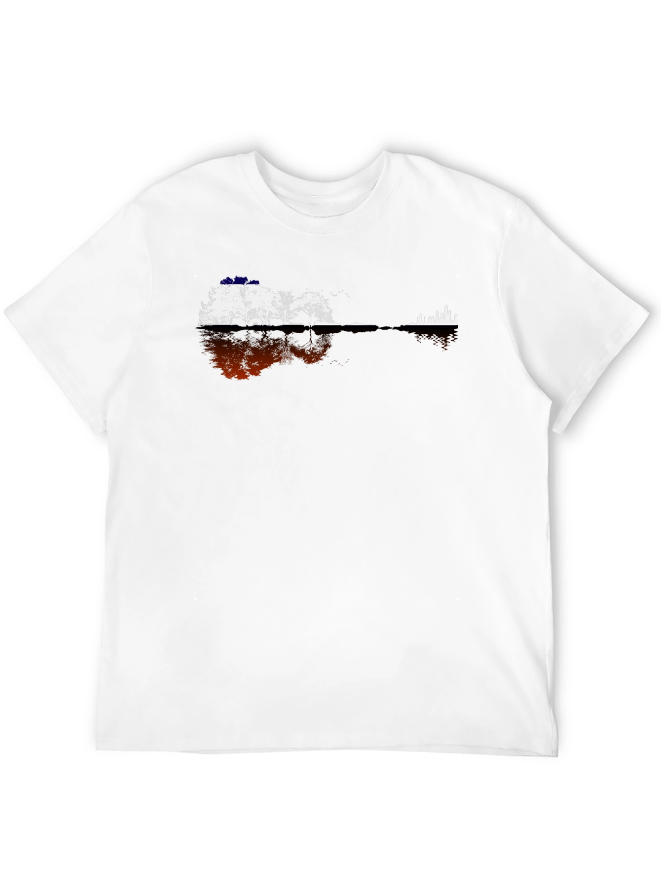 Guitar Landscape Graphic Tee - Black Cotton Blend
