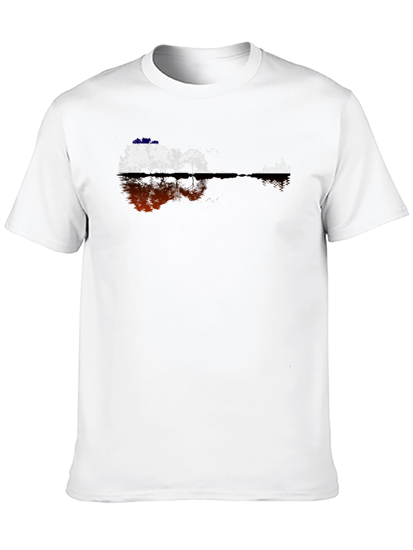 Guitar Landscape Graphic Tee - Black Cotton Blend