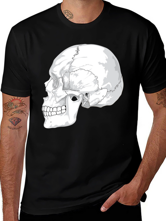 Anatomical Skull Graphic Tee - Black Cotton