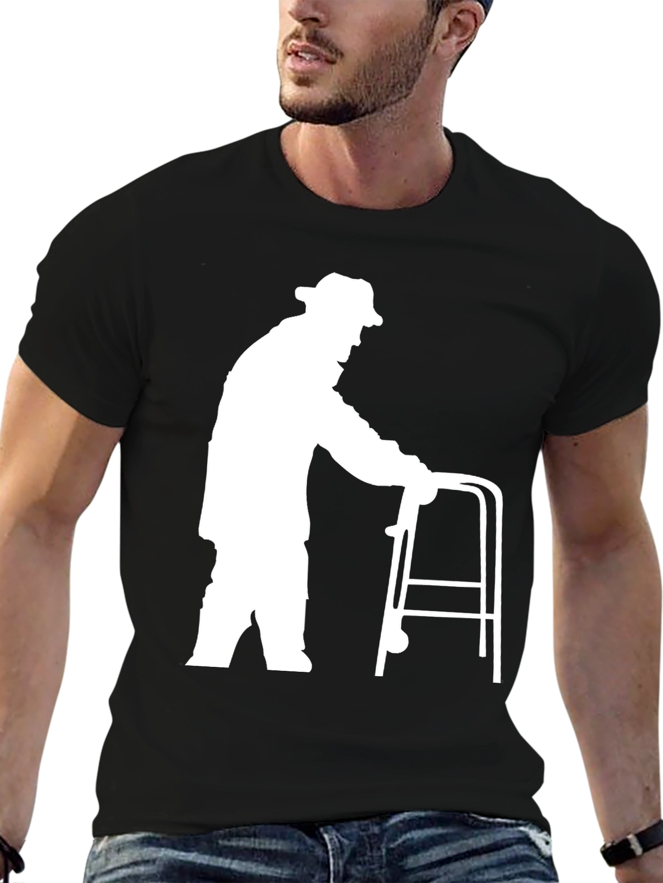 Funny Old Man Walker T-Shirt - Unique Graphic Tee
