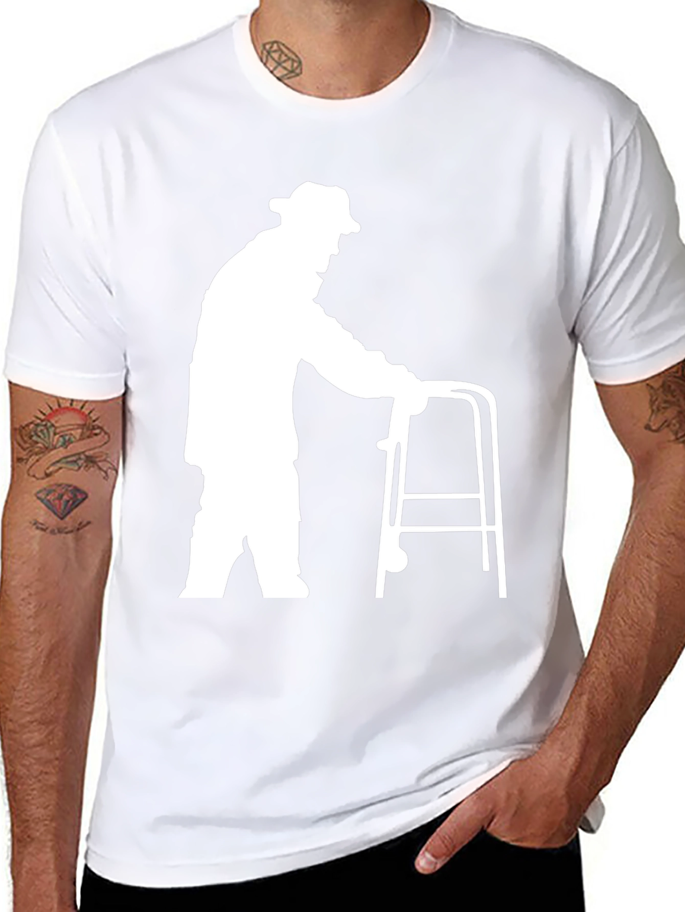 Funny Old Man Walker T-Shirt - Unique Graphic Tee