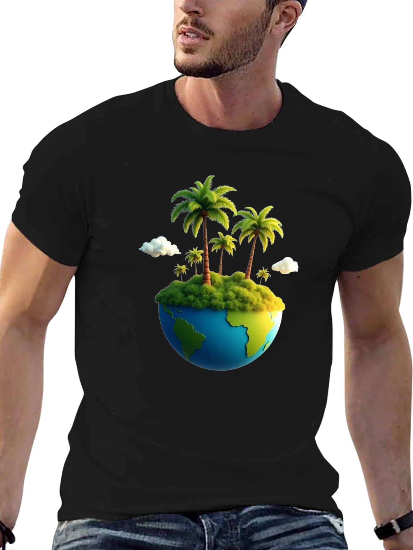 Island Paradise Earth Graphic Tee - Black