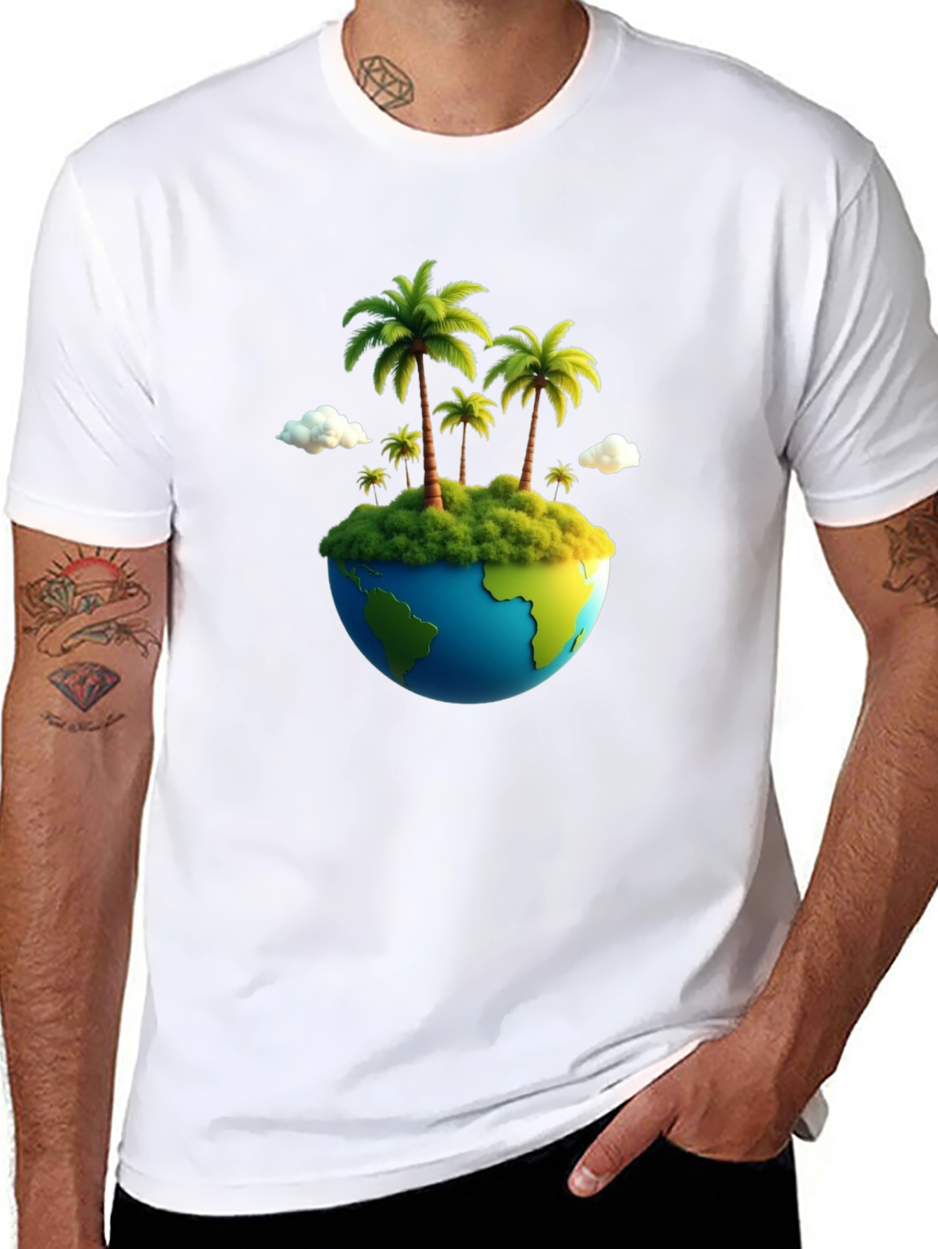 Island Paradise Earth Graphic Tee - Black