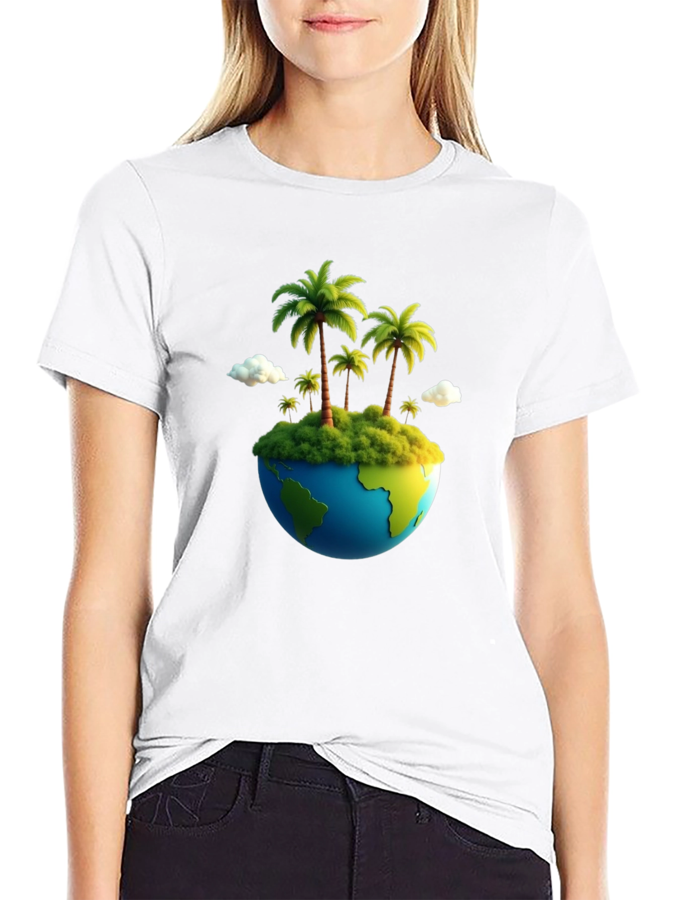 Island Paradise Earth Graphic Tee - Black