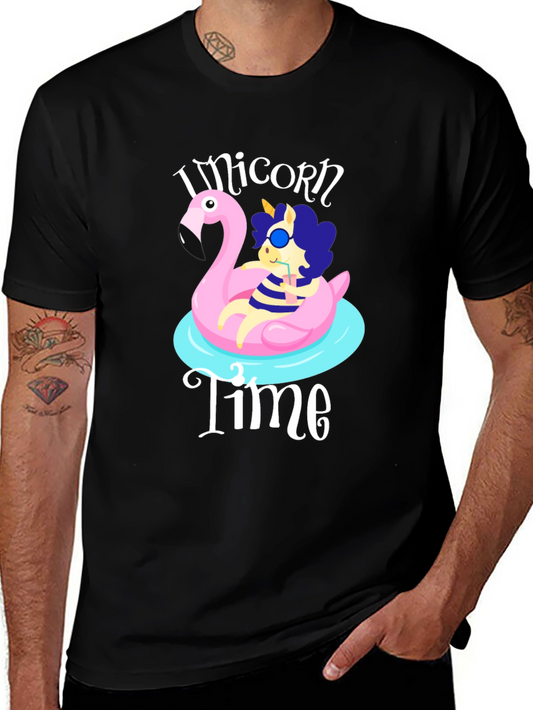 Unicorn Time T-Shirt - Flamingo Pool Float