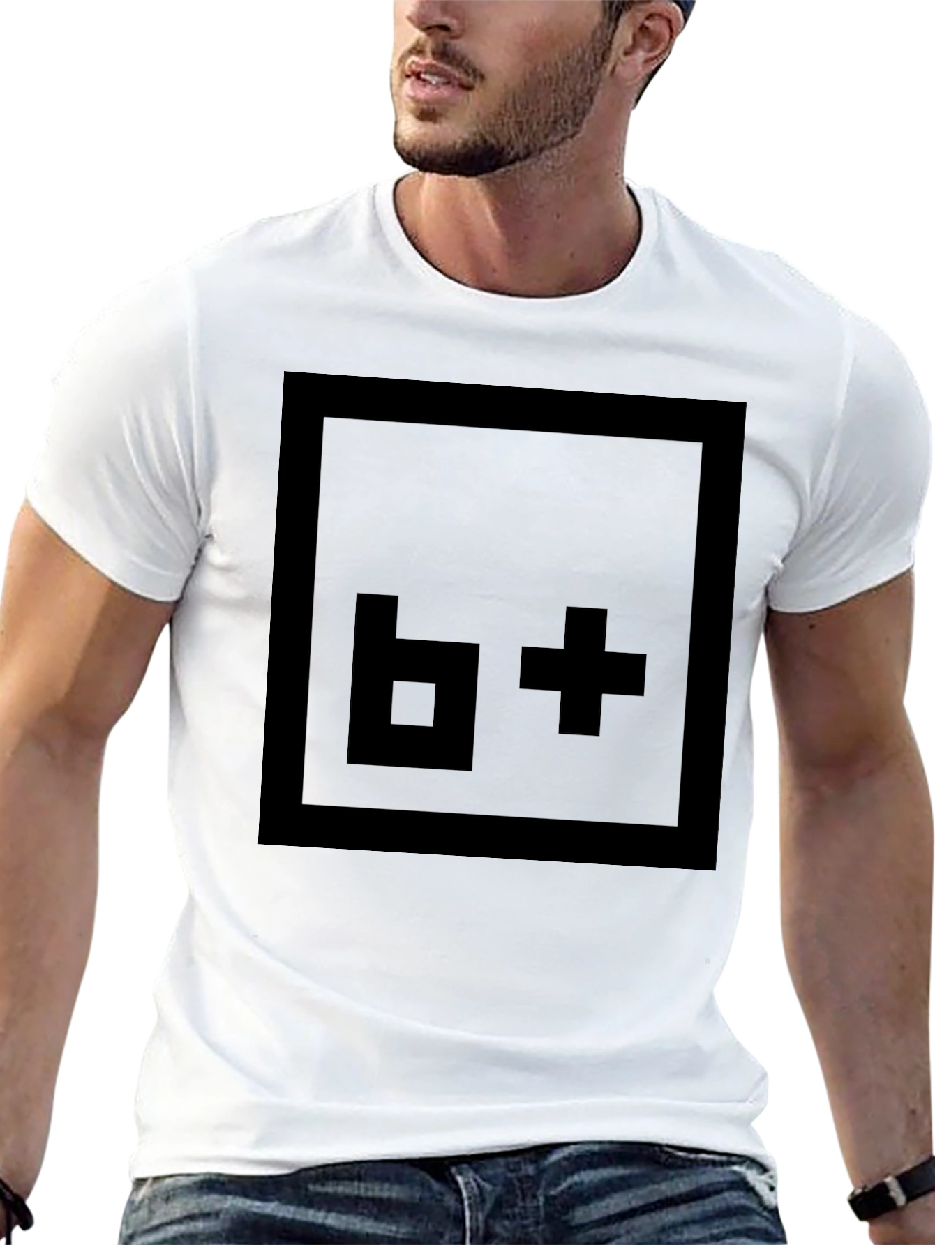Pixelated Symbol Tee - Solid Black Cotton