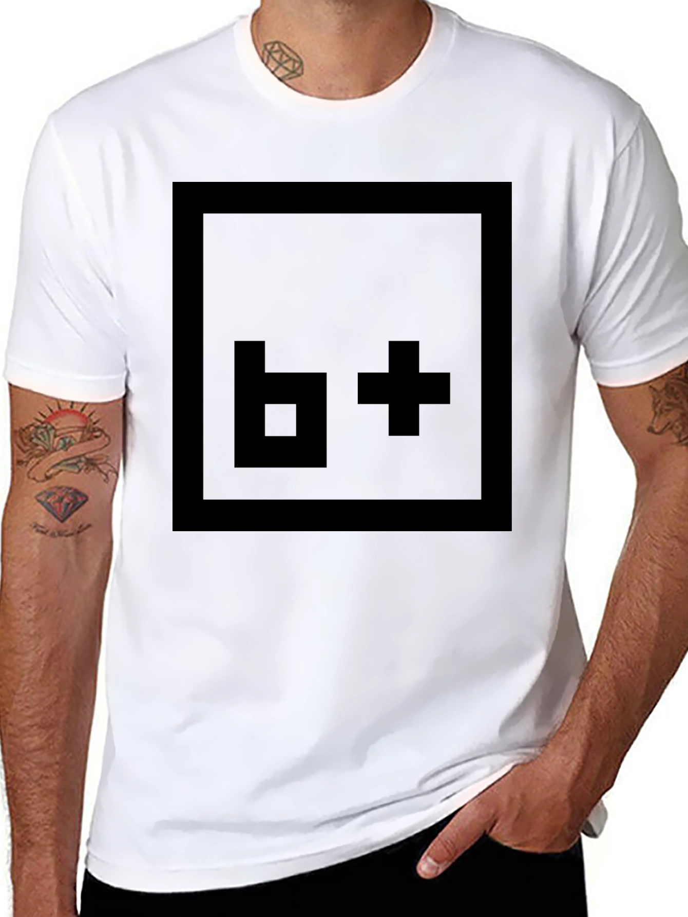 Pixelated Symbol Tee - Solid Black Cotton