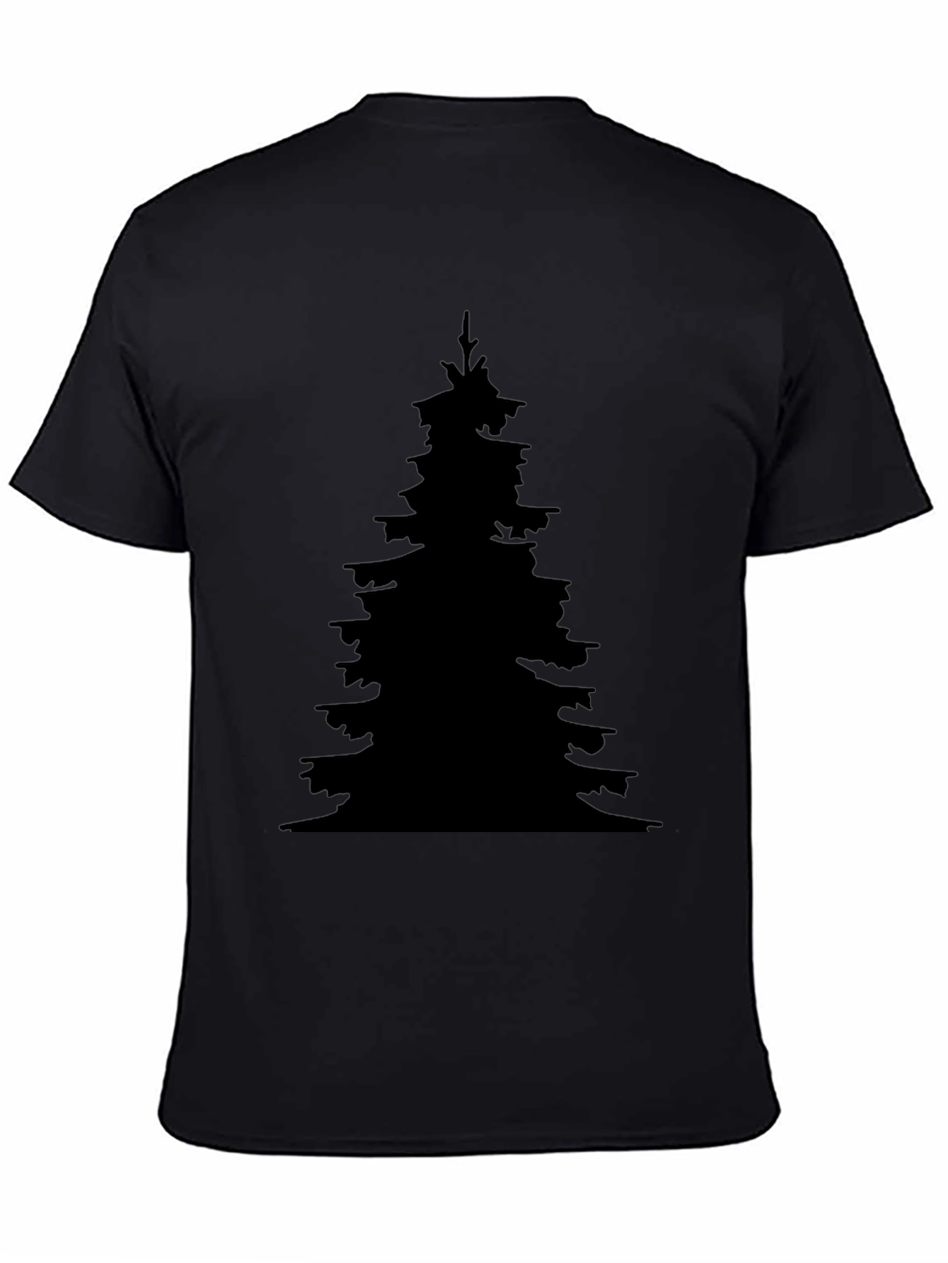 Silhouette Christmas Tree Black T-Shirt