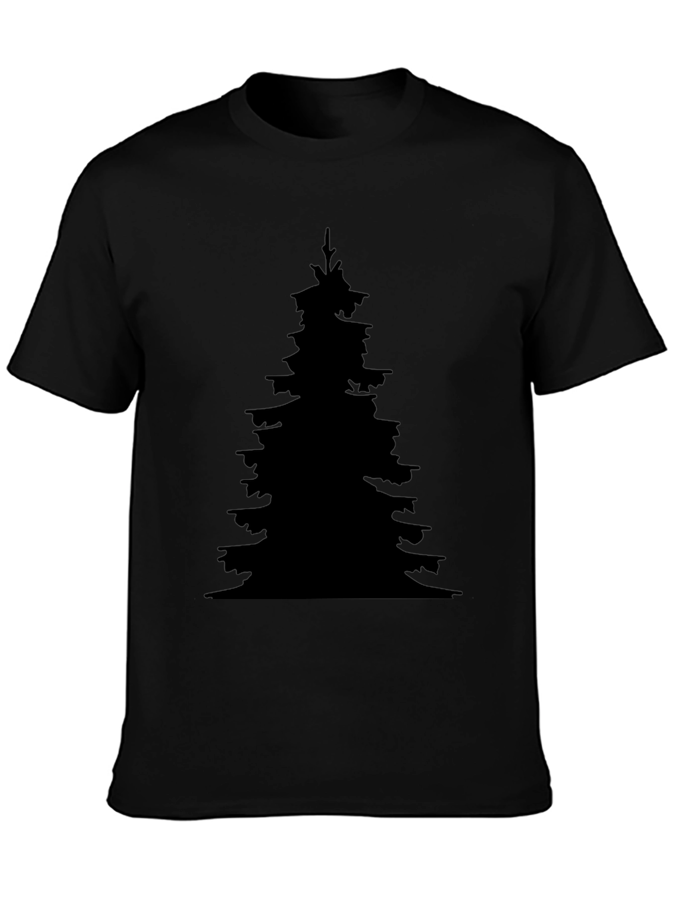 Silhouette Christmas Tree Black T-Shirt