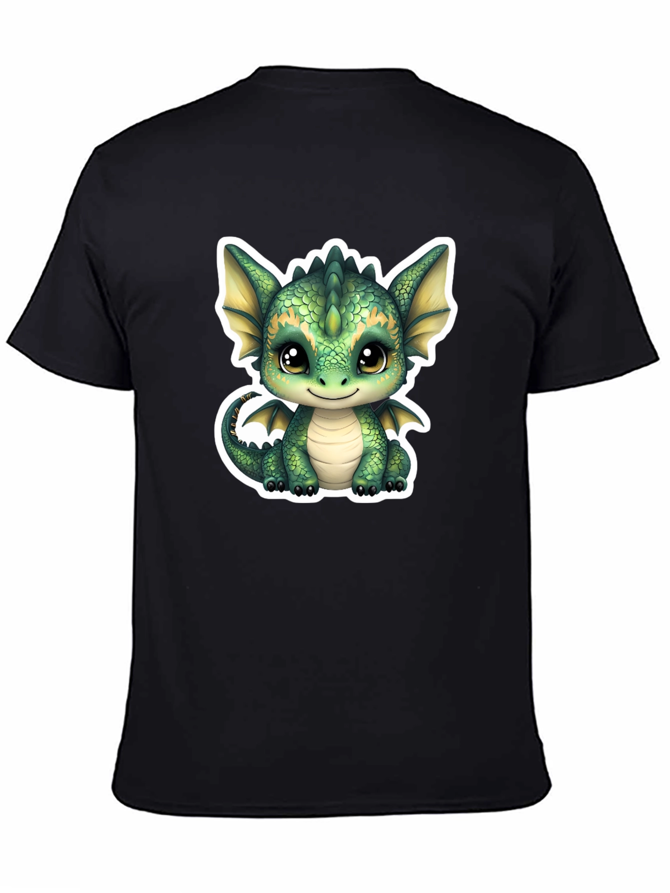 Cute Dragon Graphic Tee - Soft Black Cotton Shirt