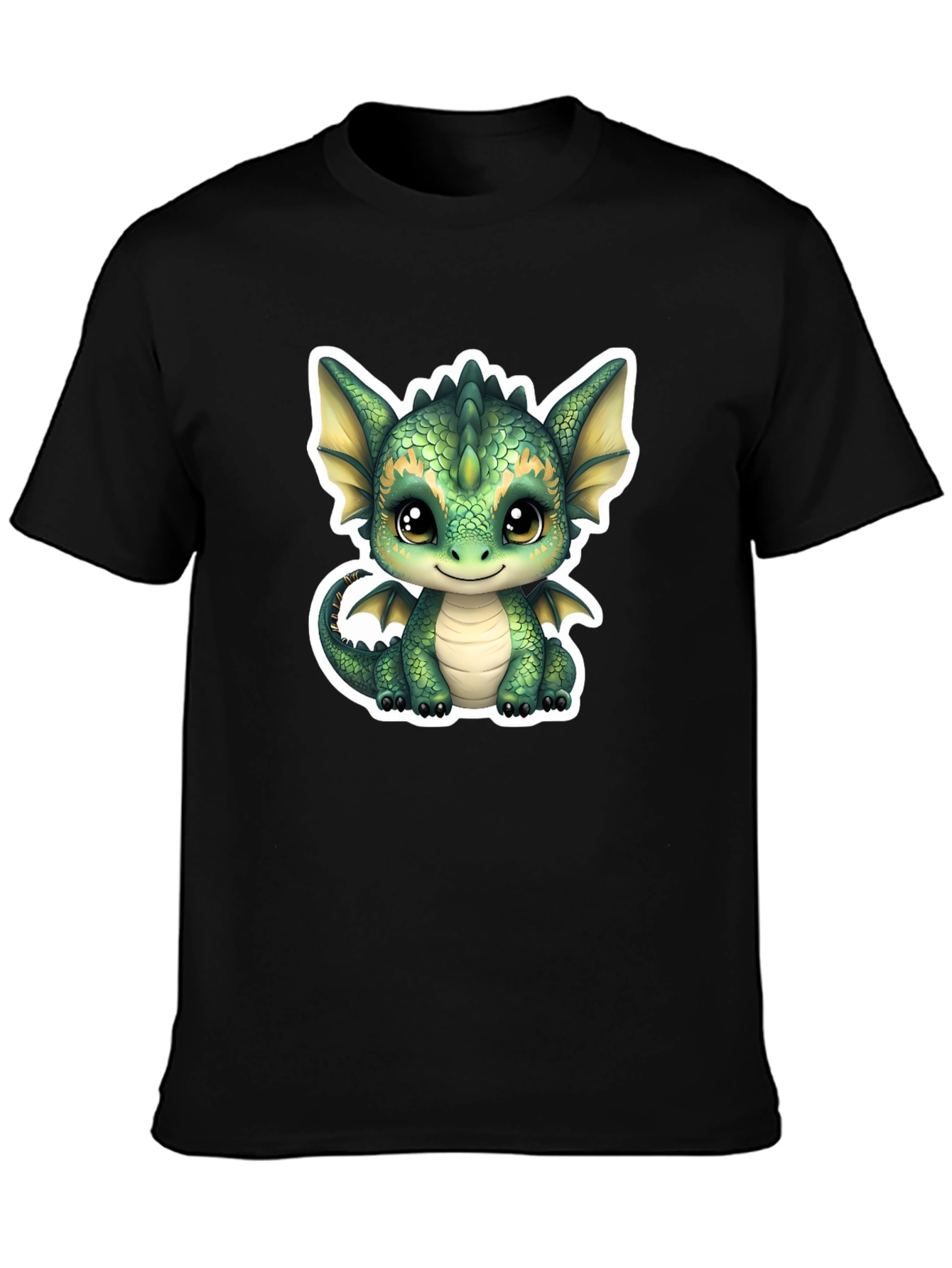 Cute Dragon Graphic Tee - Soft Black Cotton Shirt