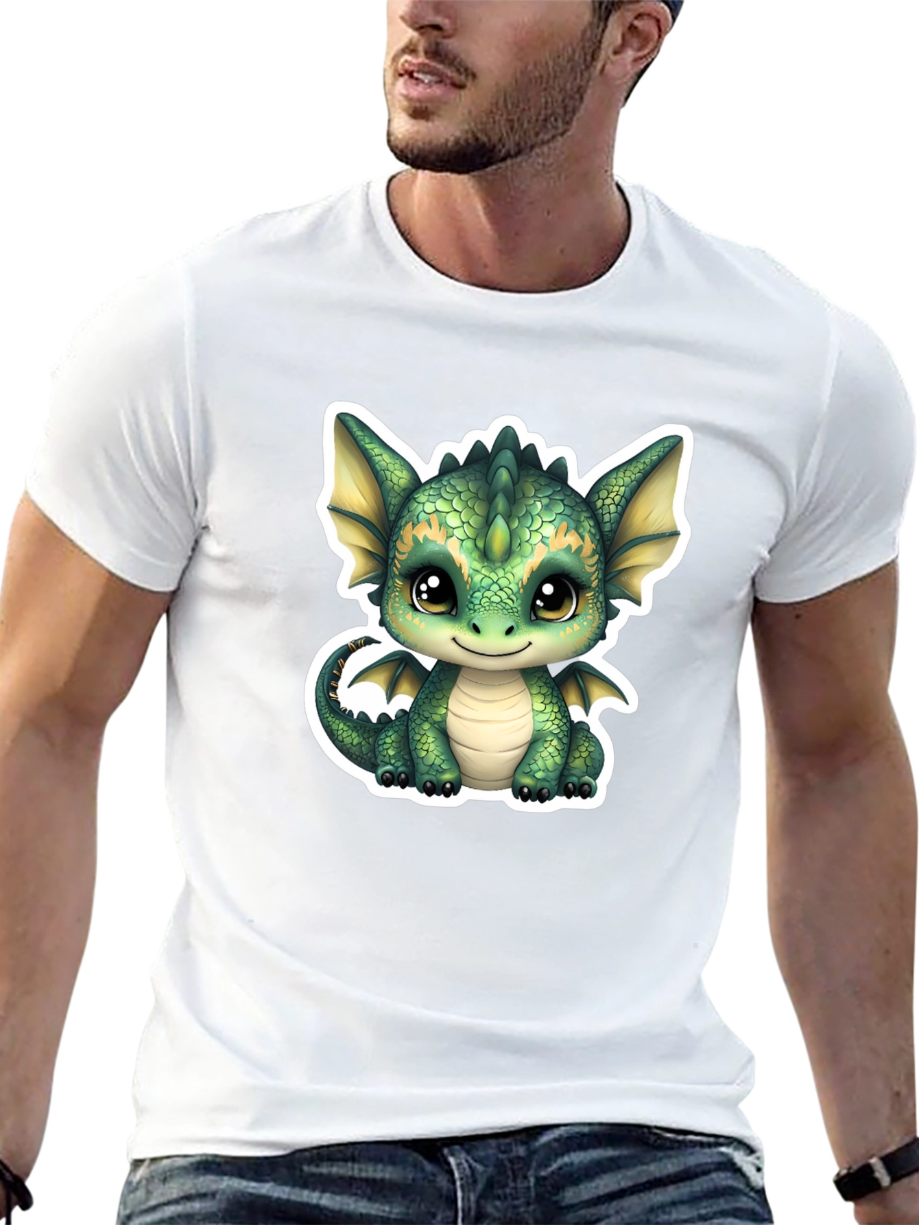 Cute Dragon Graphic Tee - Soft Black Cotton Shirt