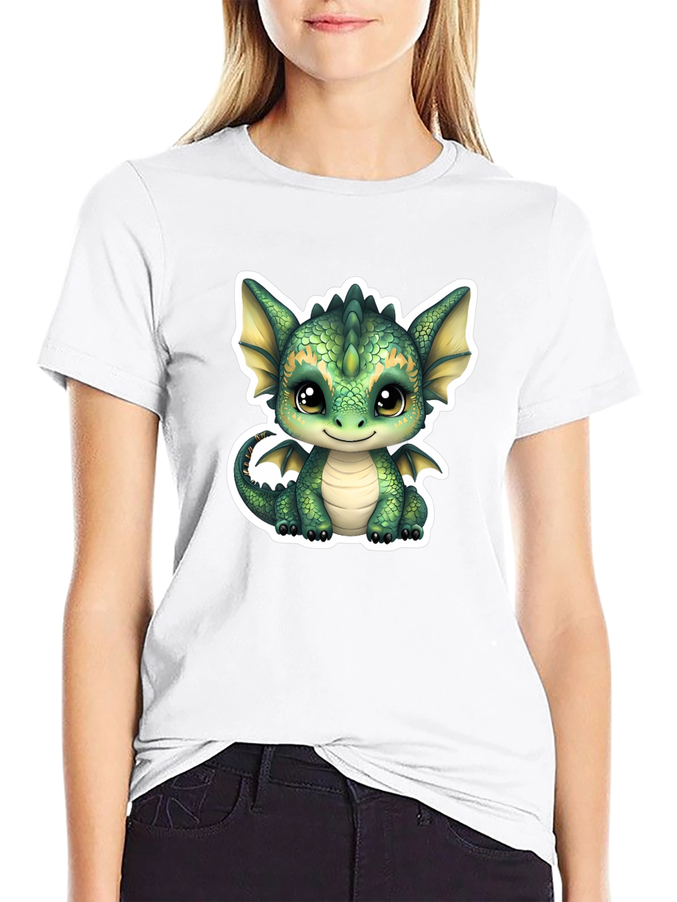 Cute Dragon Graphic Tee - Soft Black Cotton Shirt