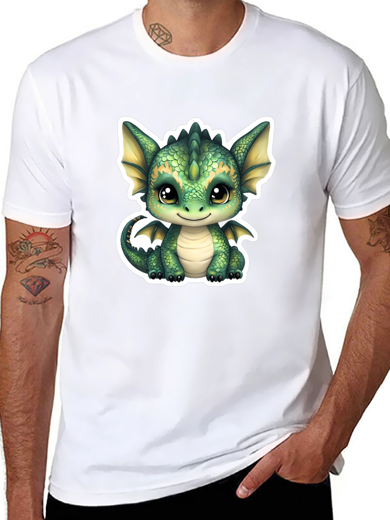 Cute Dragon Graphic Tee - Soft Black Cotton Shirt