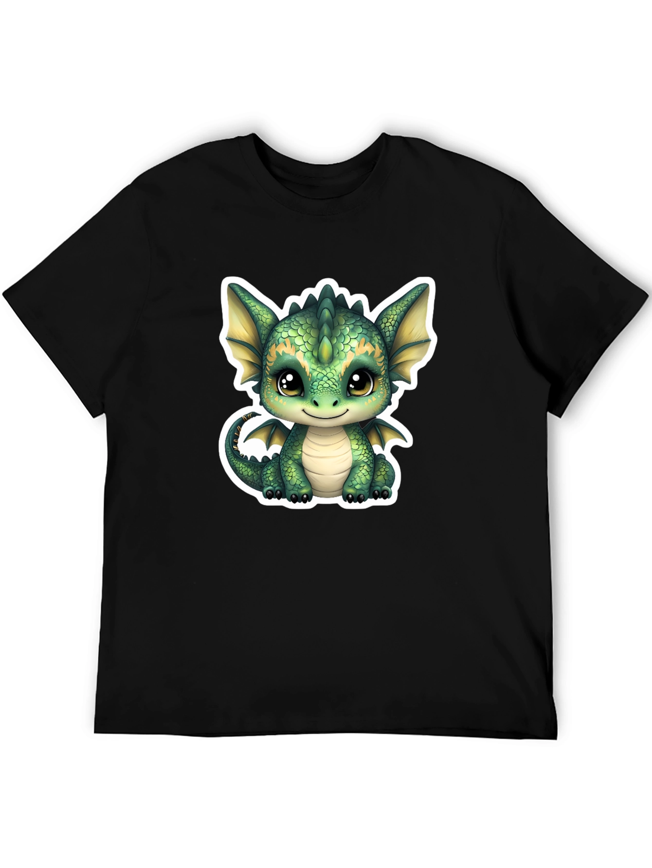 Cute Dragon Graphic Tee - Soft Black Cotton Shirt