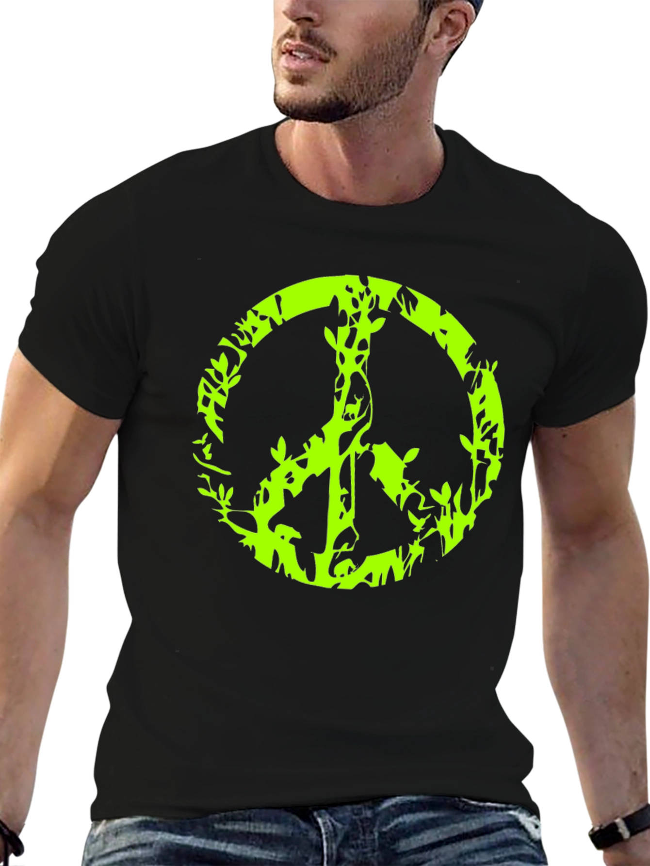 Peace Sign Graphic Black T-Shirt
