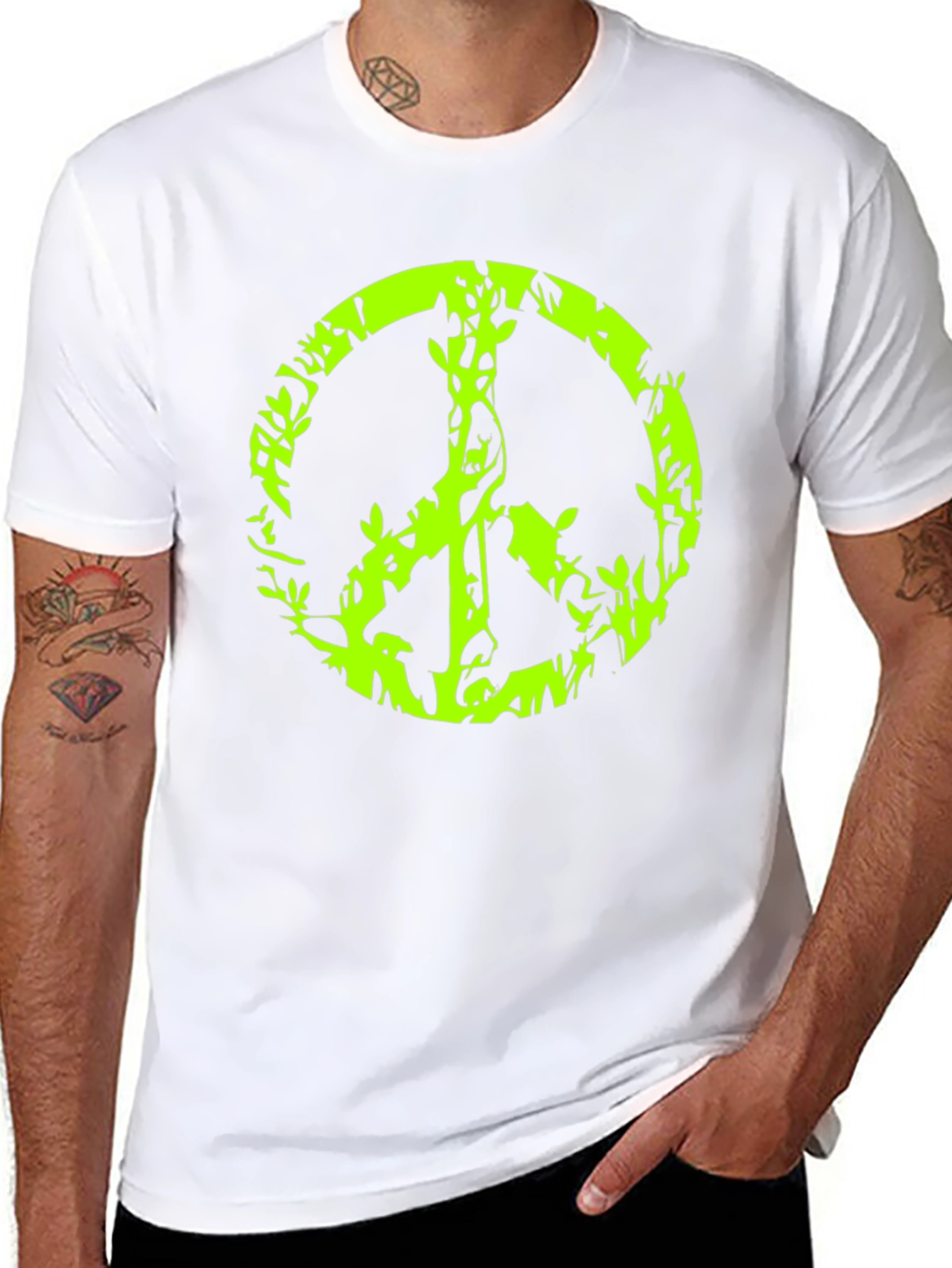 Peace Sign Graphic Black T-Shirt
