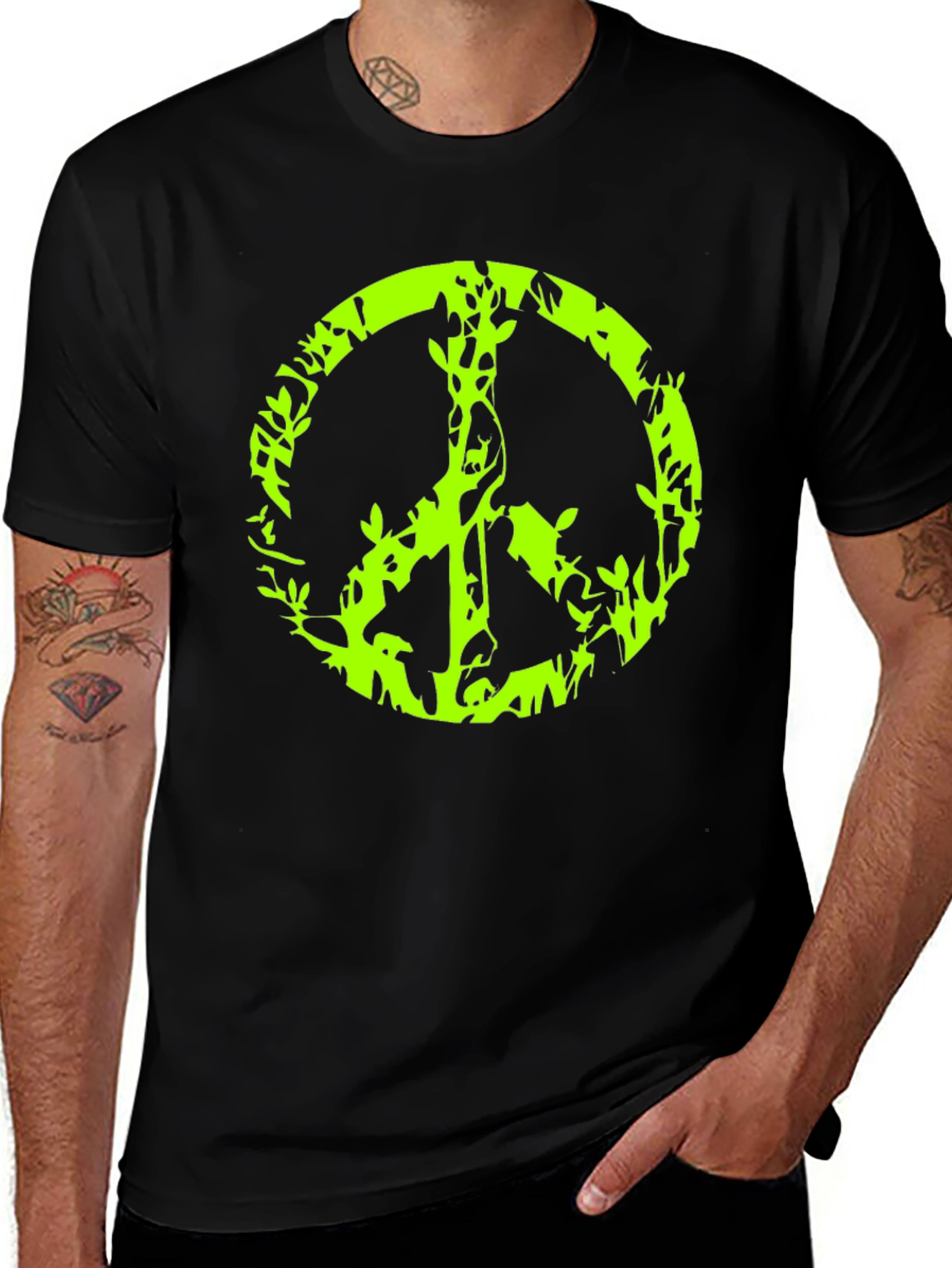 Peace Sign Graphic Black T-Shirt