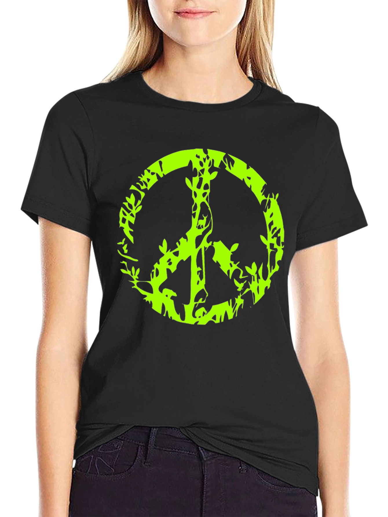 Peace Sign Graphic Black T-Shirt