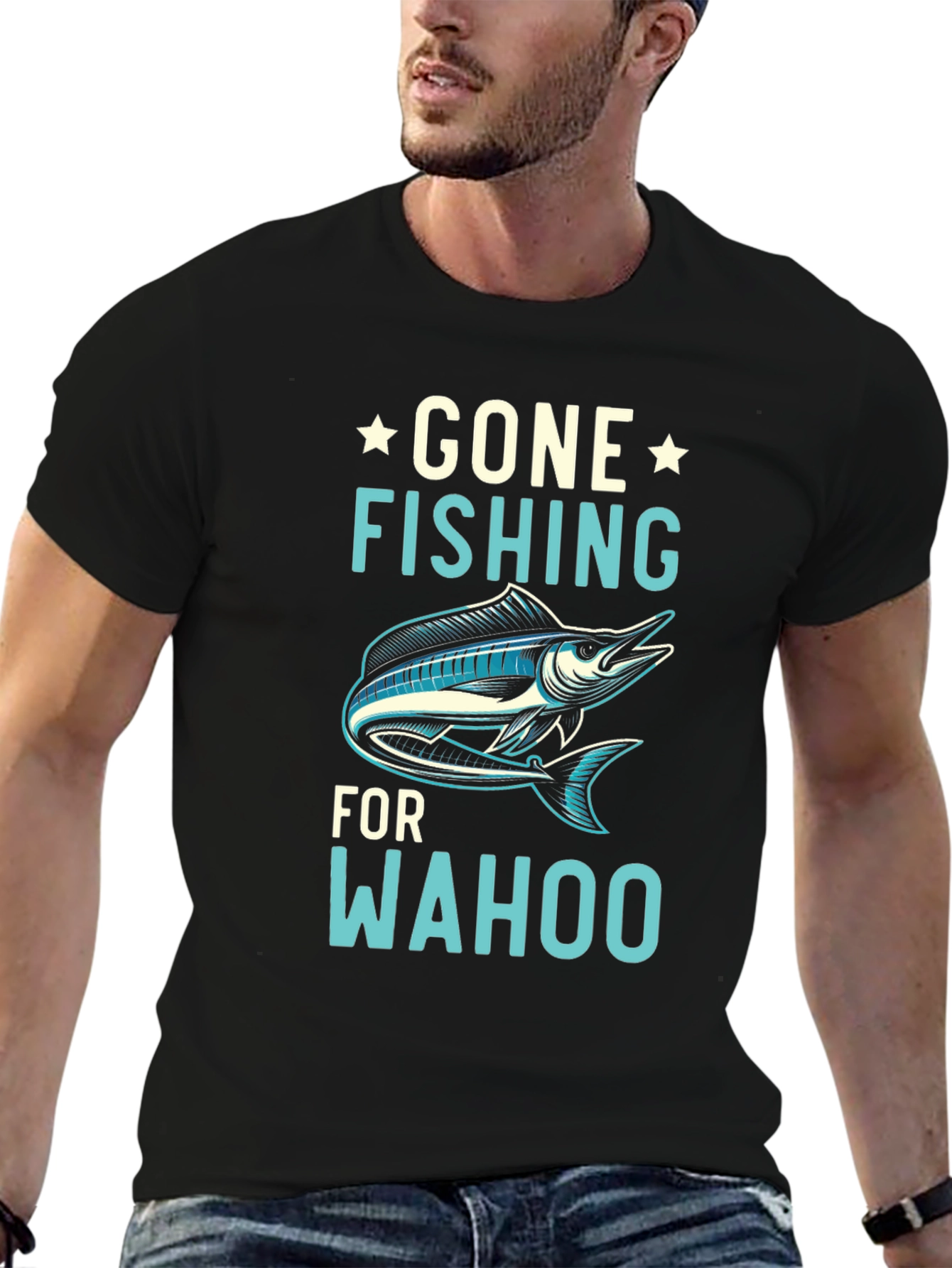 Gone Fishing for Wahoo Graphic Tee - Black