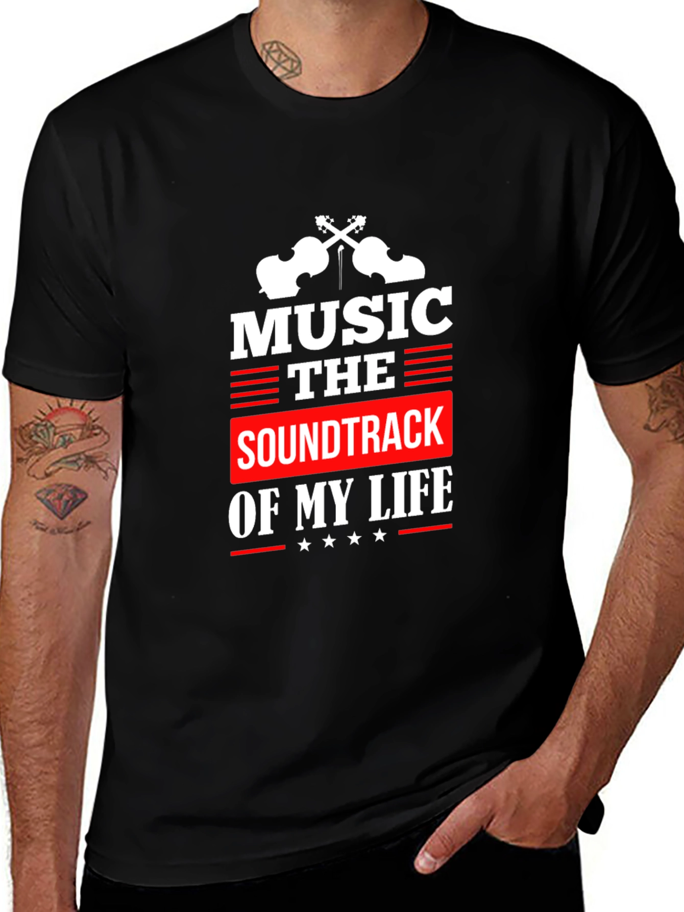 Music is the Soundtrack of My Life Black T-Shirt
