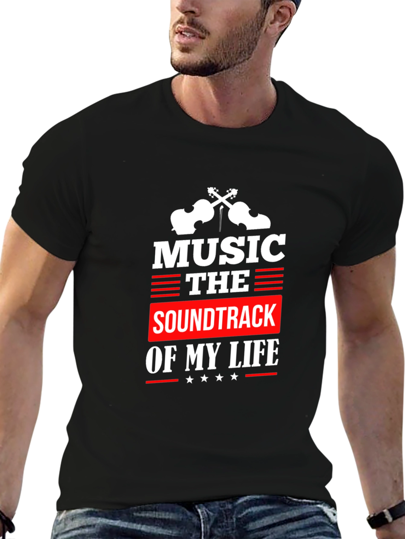 Music is the Soundtrack of My Life Black T-Shirt