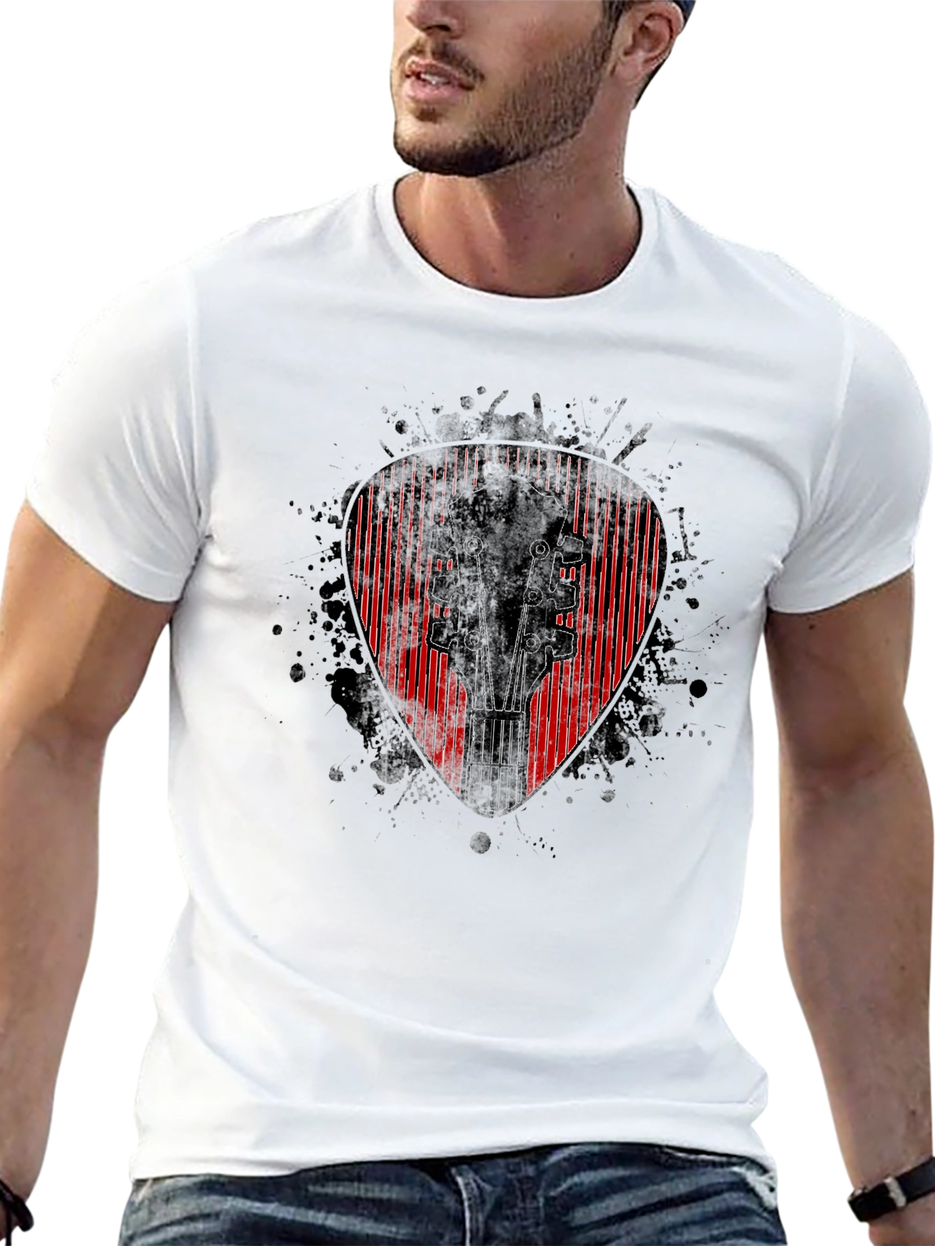 Guitar Pick Headstock Graphic T-Shirt