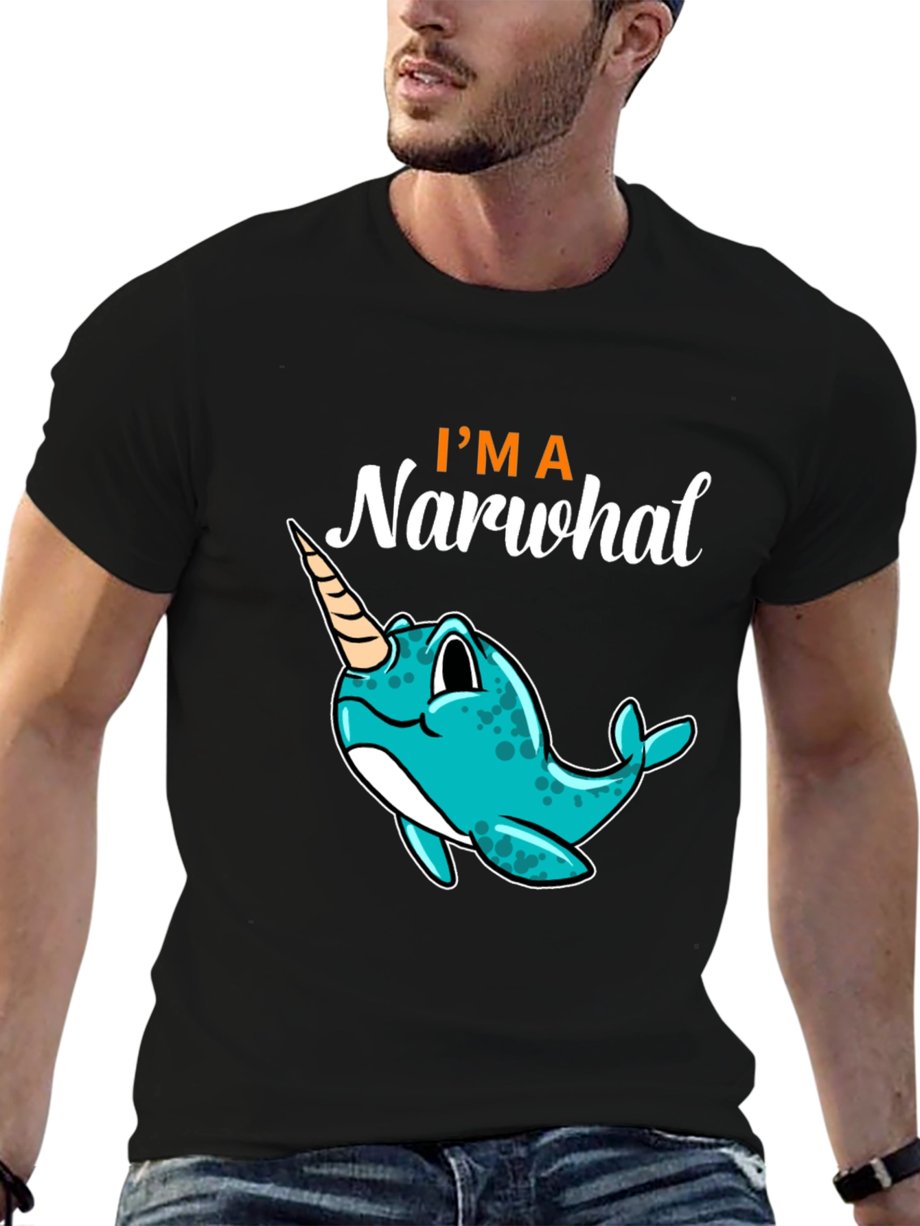 Im a Narwhal Black T-Shirt - Unique Graphic Tee