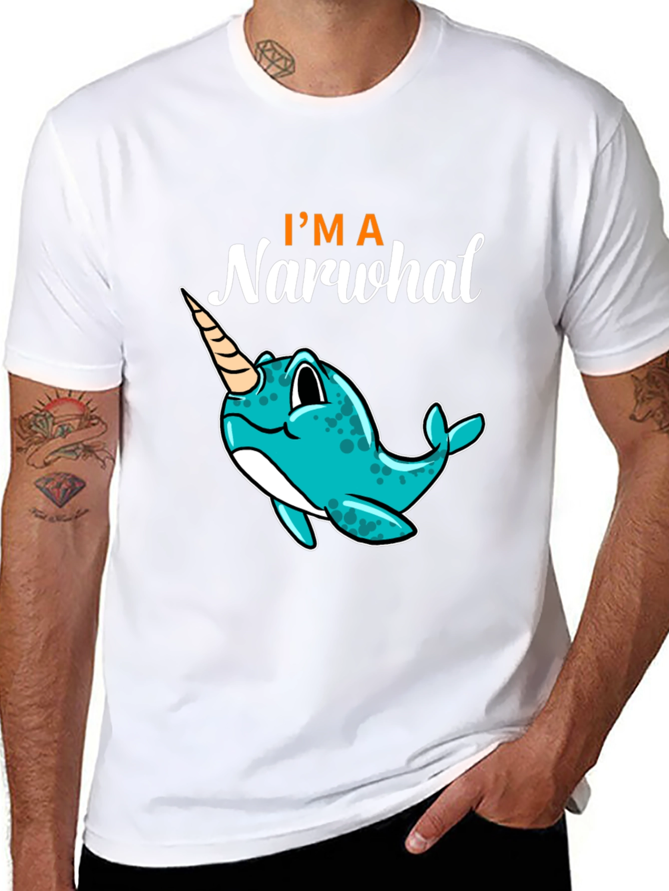 Im a Narwhal Black T-Shirt - Unique Graphic Tee