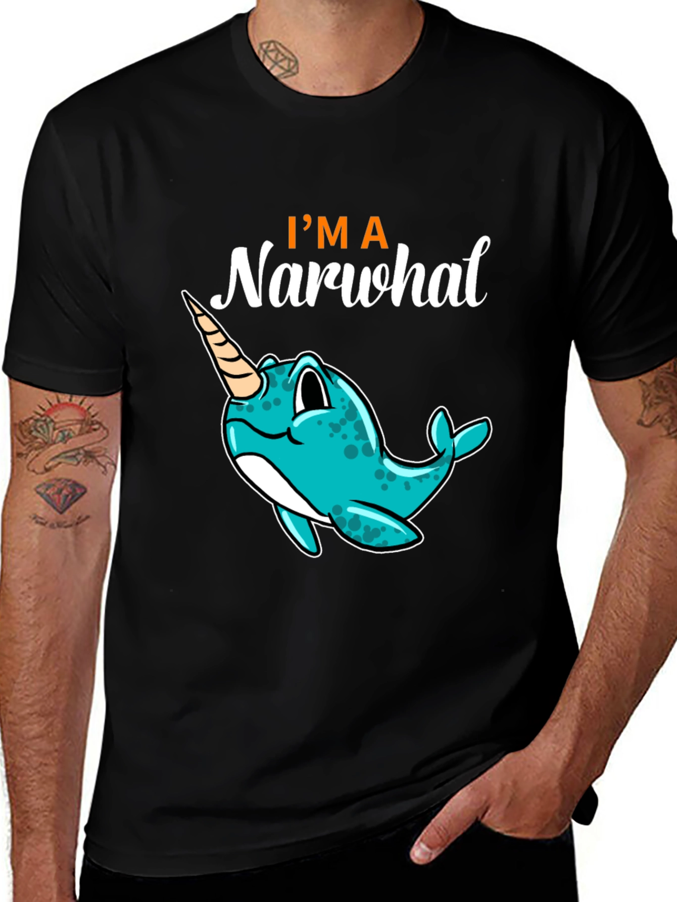 Im a Narwhal Black T-Shirt - Unique Graphic Tee
