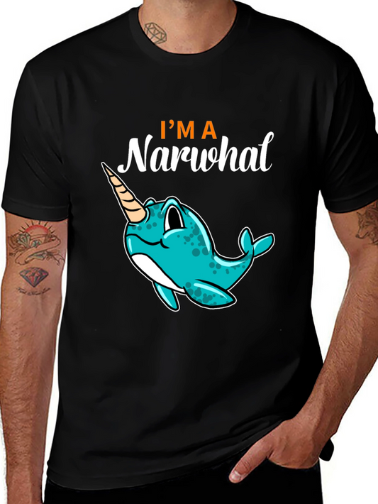 Im a Narwhal Black T-Shirt - Unique Graphic Tee