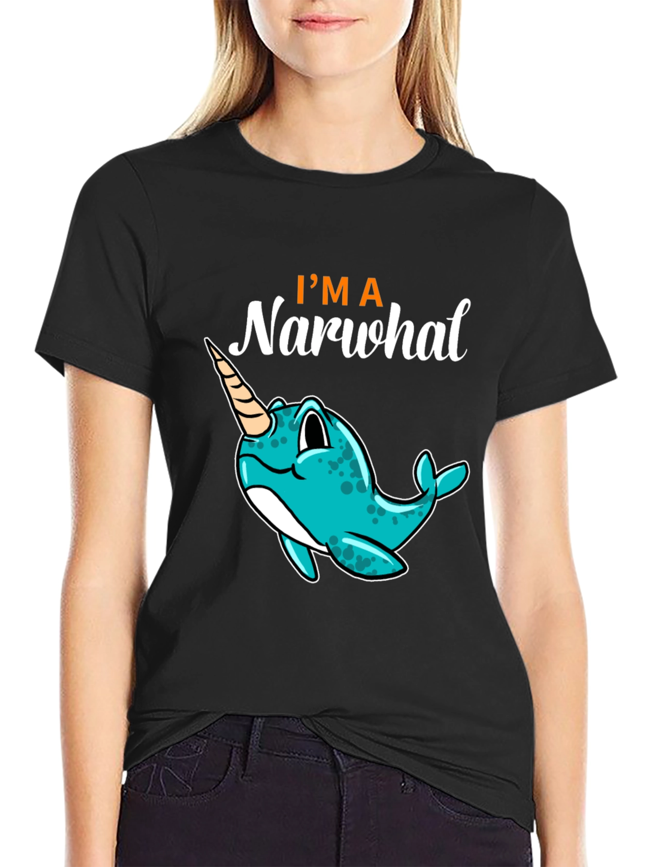 Im a Narwhal Black T-Shirt - Unique Graphic Tee