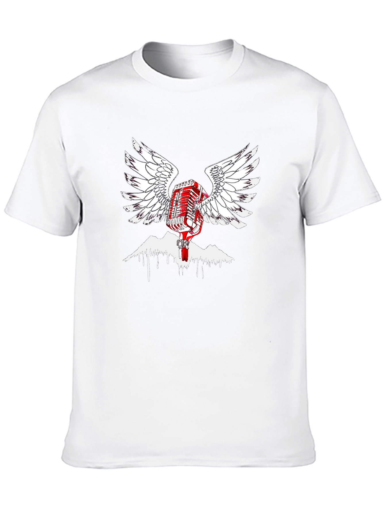 Retro Microphone Wings Black T-Shirt
