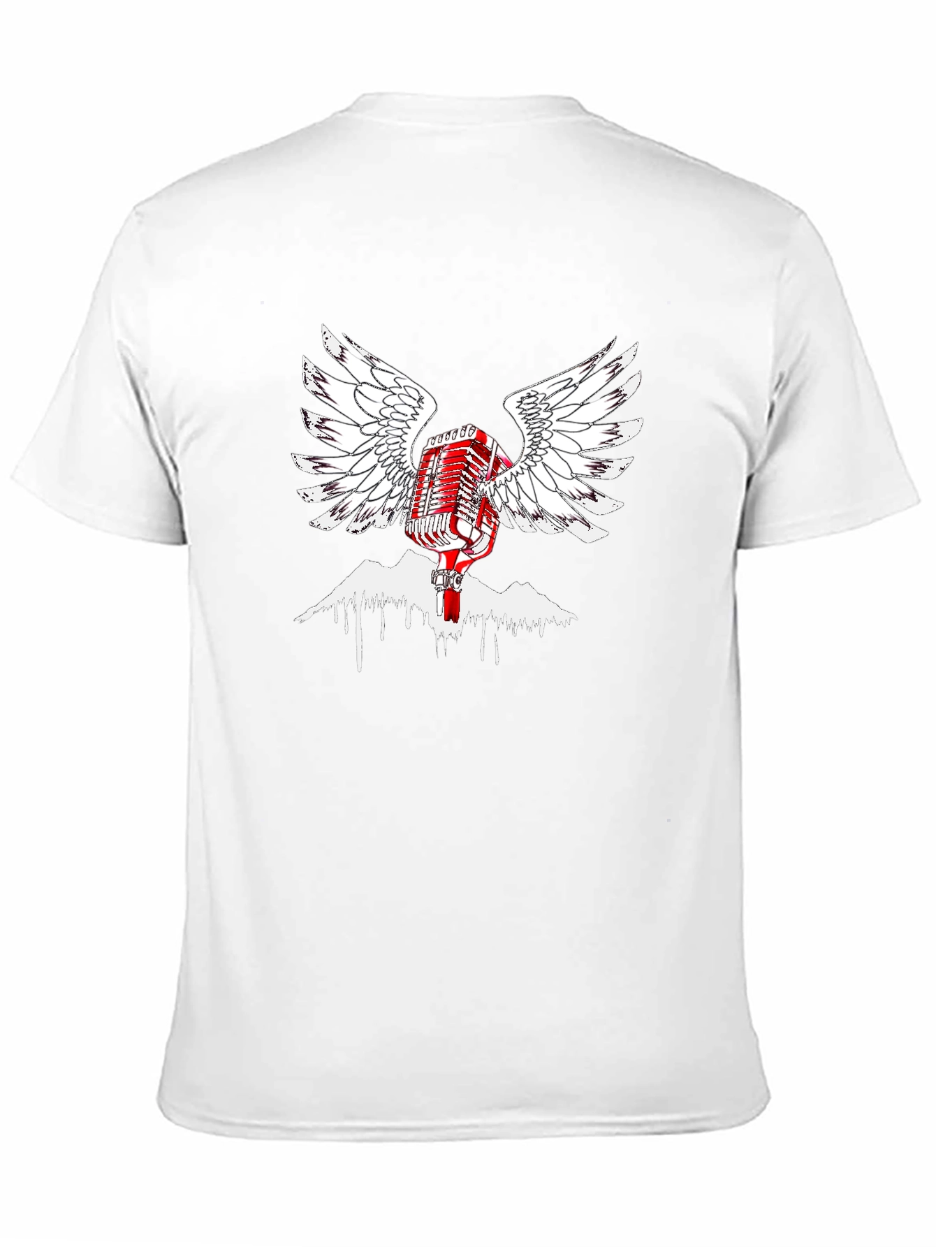 Retro Microphone Wings Black T-Shirt