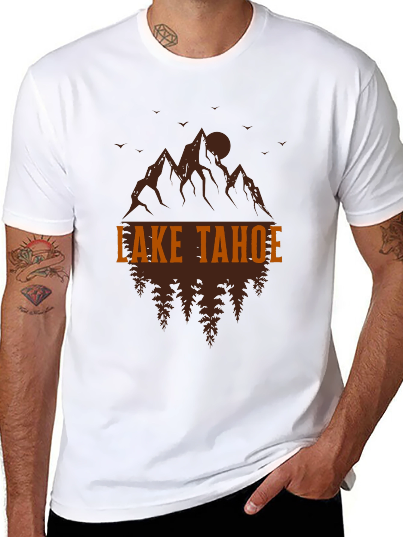 Lake Tahoe Graphic Tee - Mountain & Tree Design