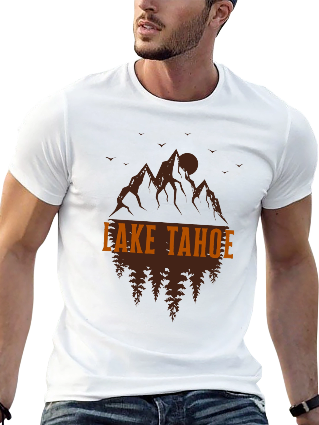 Lake Tahoe Graphic Tee - Mountain & Tree Design