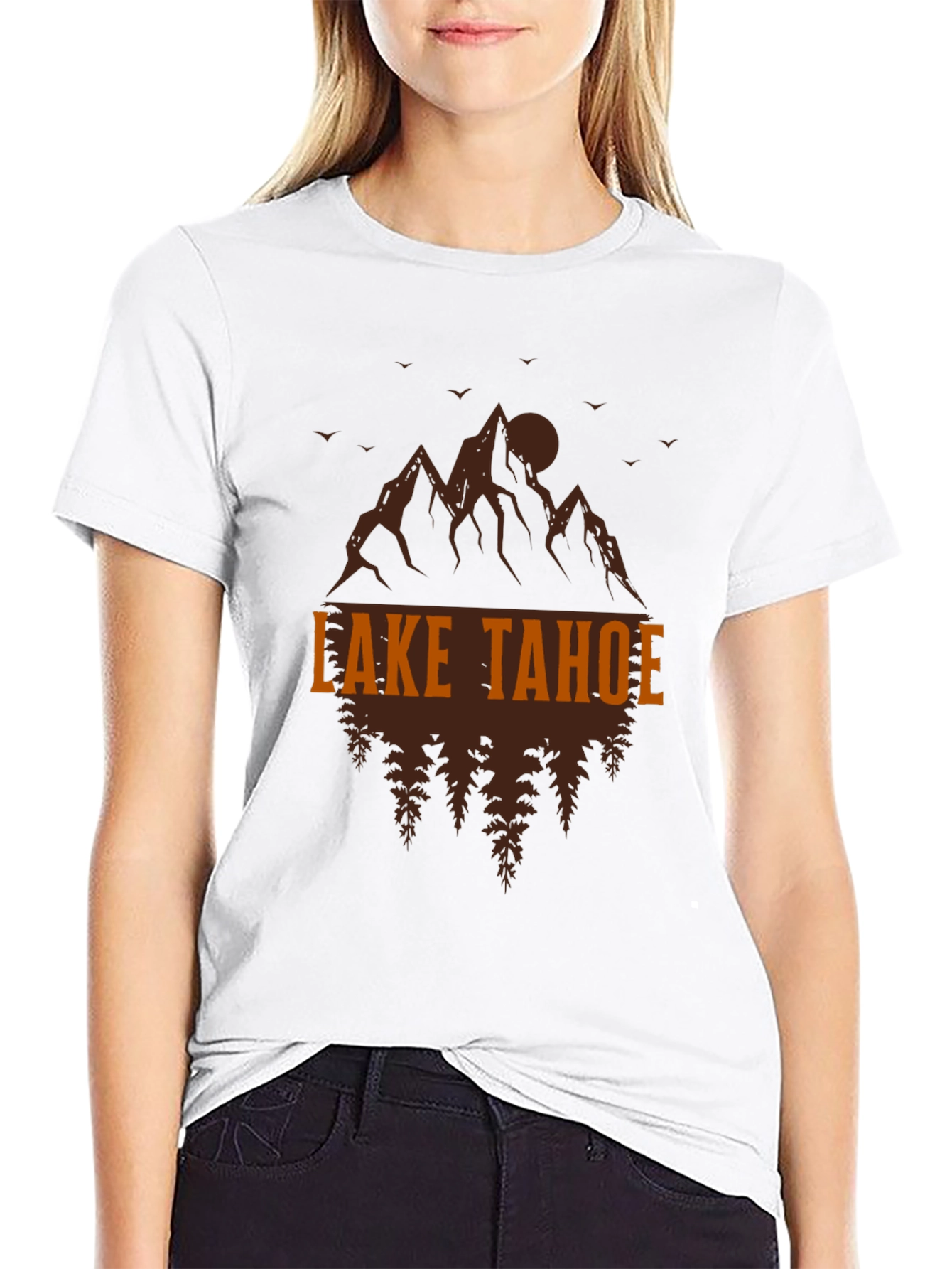Lake Tahoe Graphic Tee - Mountain & Tree Design