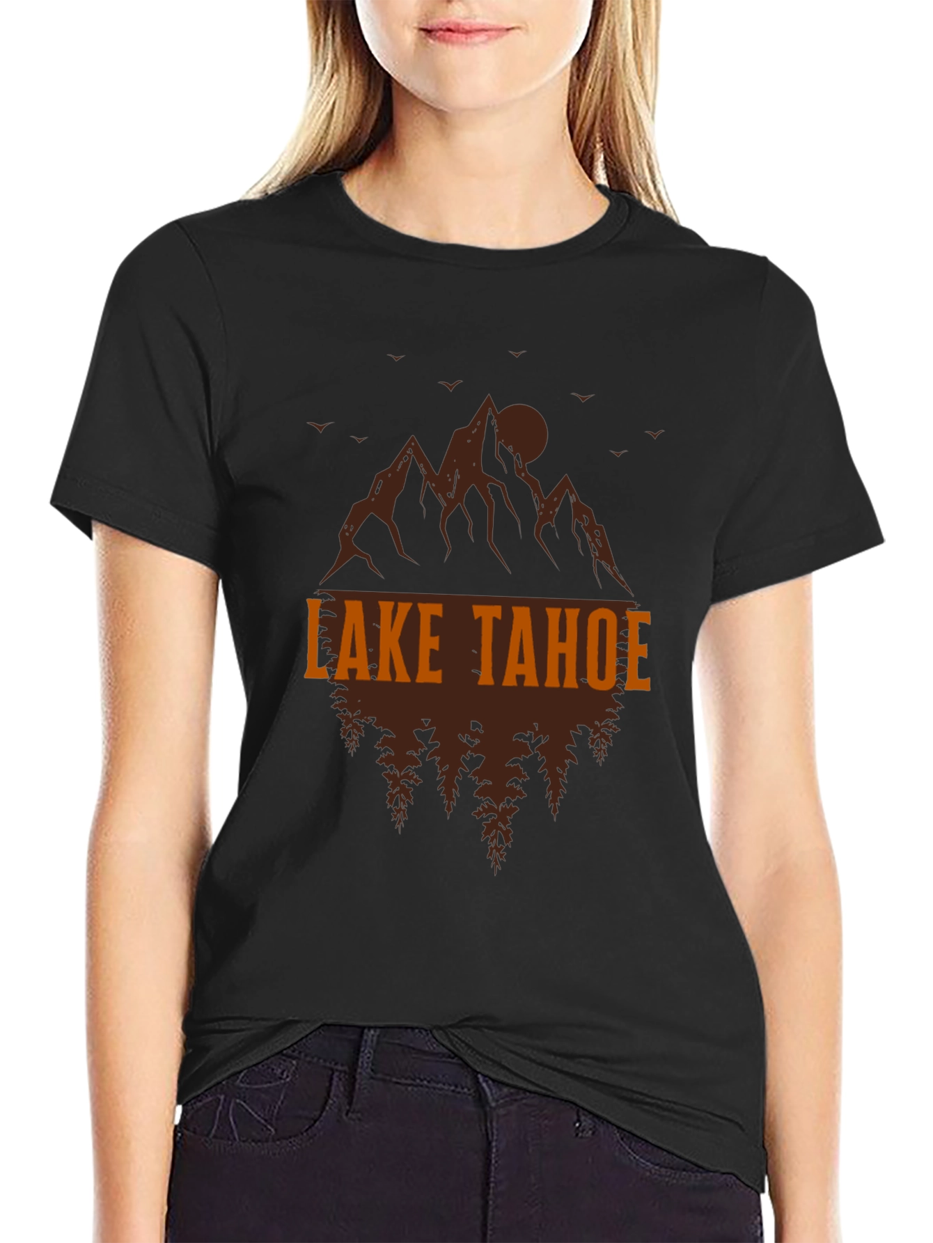Lake Tahoe Graphic Tee - Mountain & Tree Design