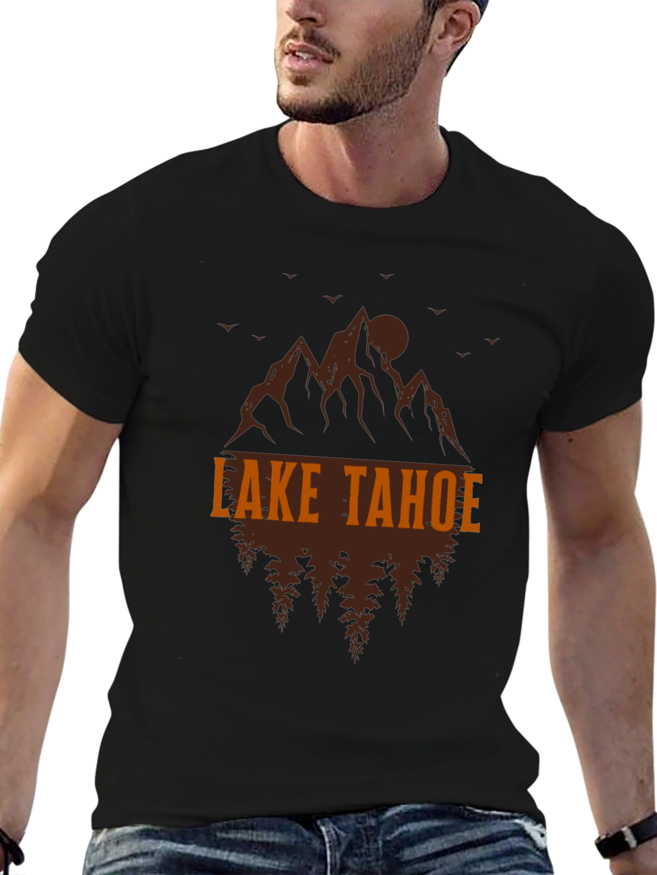 Lake Tahoe Graphic Tee - Mountain & Tree Design