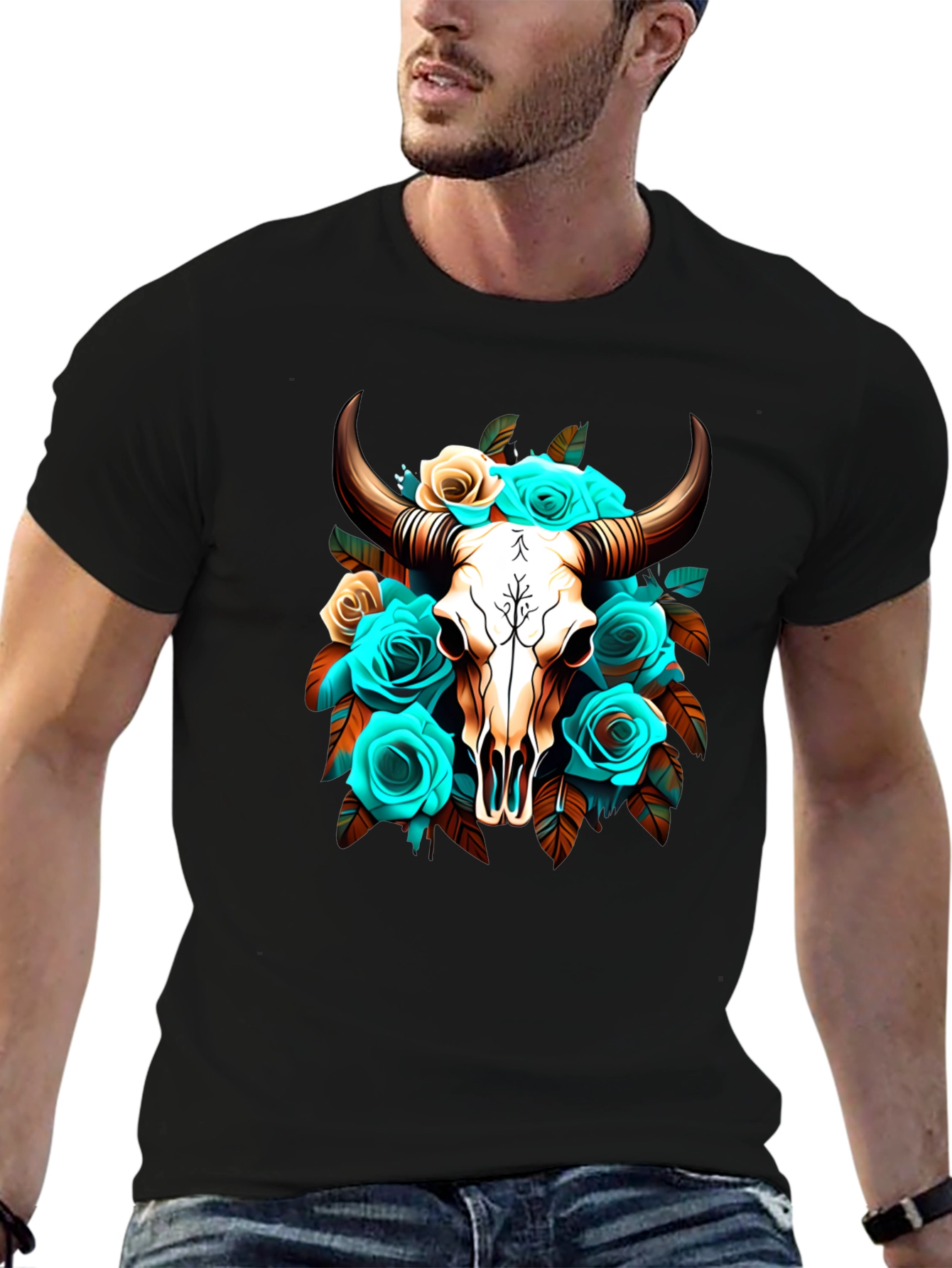 Floral Skull Graphic T-Shirt