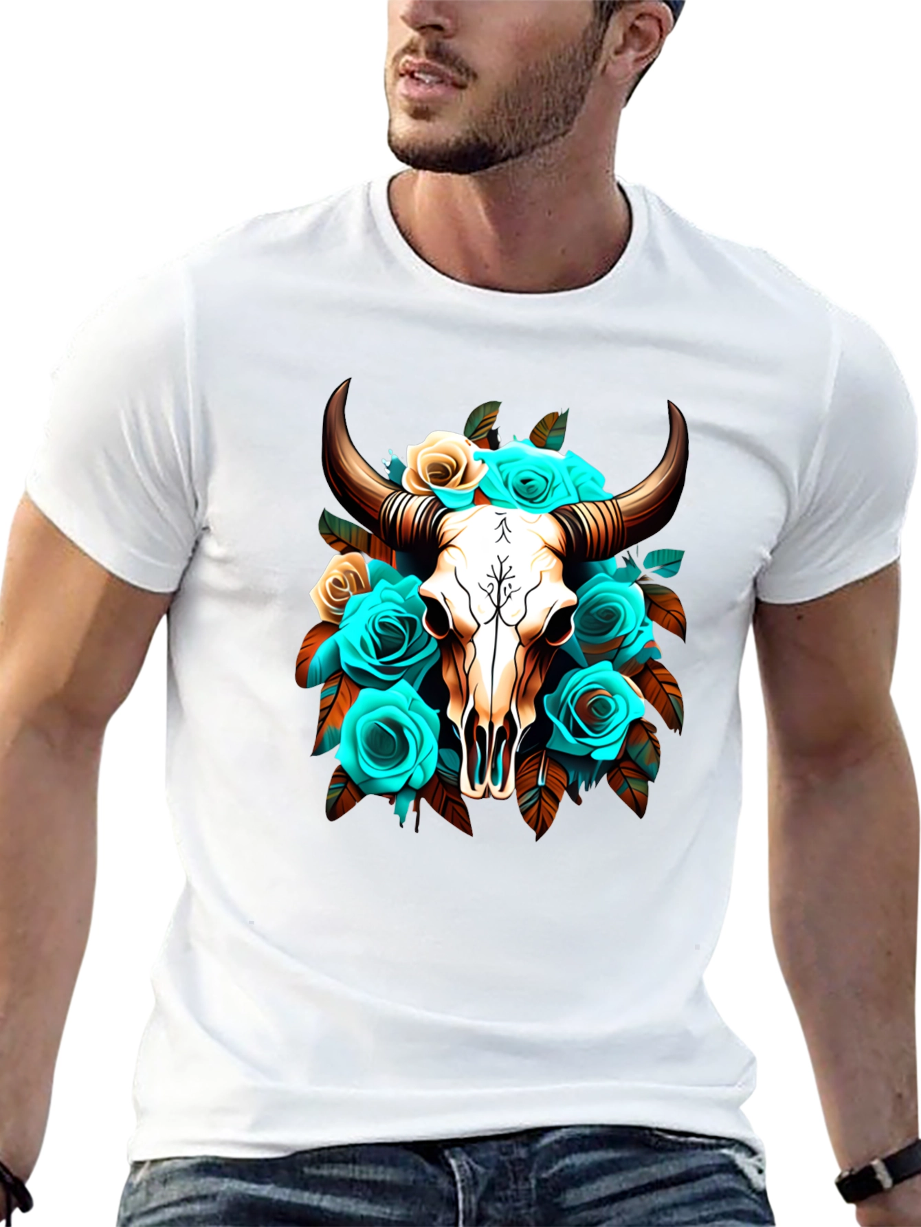 Floral Skull Graphic T-Shirt