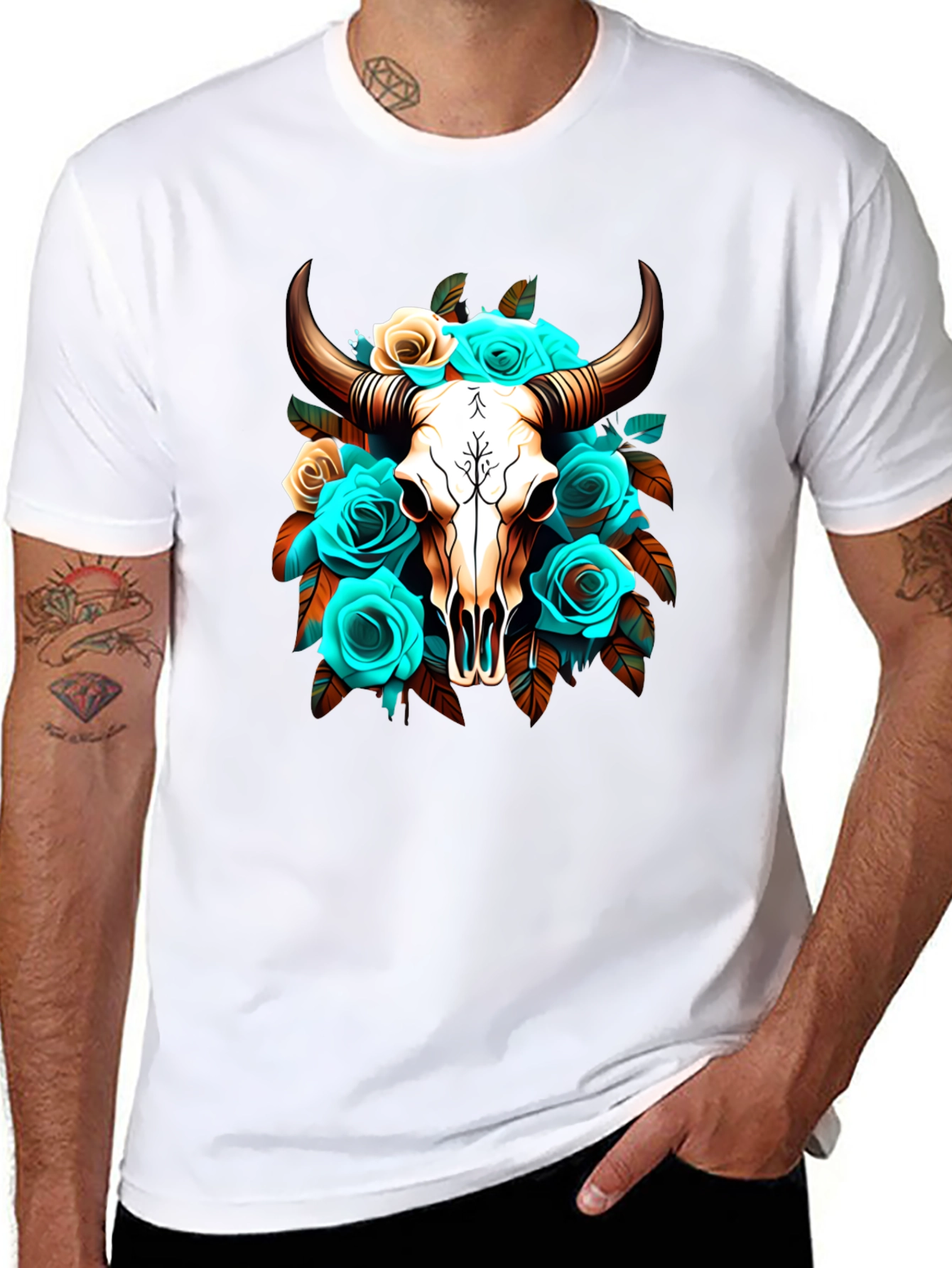 Floral Skull Graphic T-Shirt