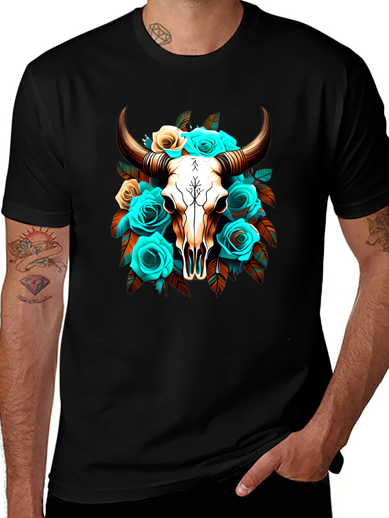 Floral Skull Graphic T-Shirt