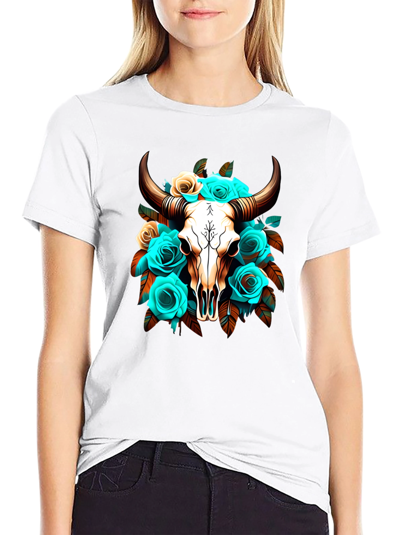 Floral Skull Graphic T-Shirt